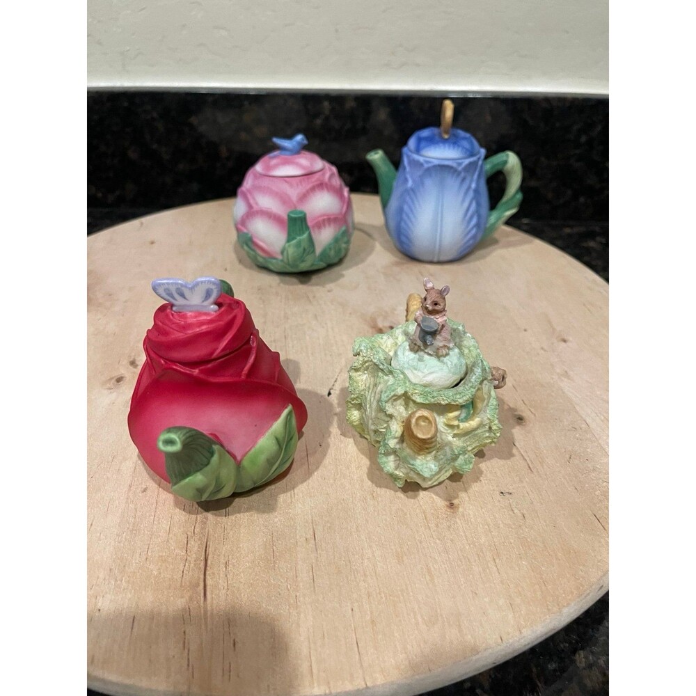 5 piece set of DEPT 56 Miniature TEAPOTS by Avon - Picture 4 of 10
